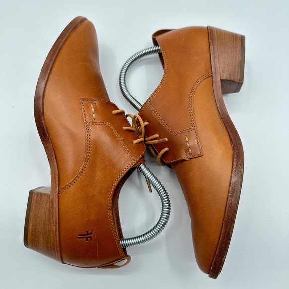 Frye Women Tan Leather Jillian Oxford Lace Up Pointed Toe Shoes 3472689 Size 8M - Picture 9 of 16